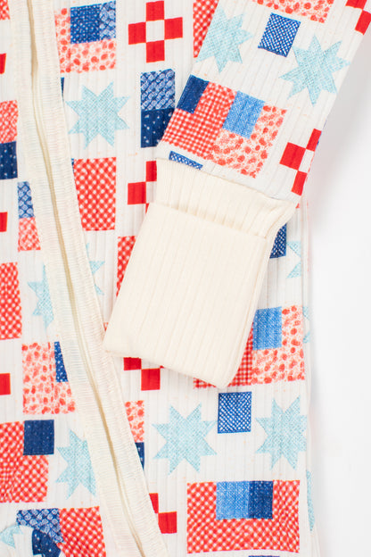 Patriotic Patchwork Baby Ribbed Cotton Zippy