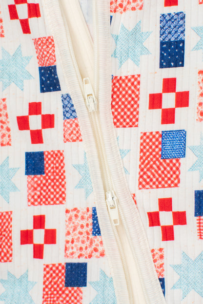 Patriotic Patchwork Baby Ribbed Cotton Zippy