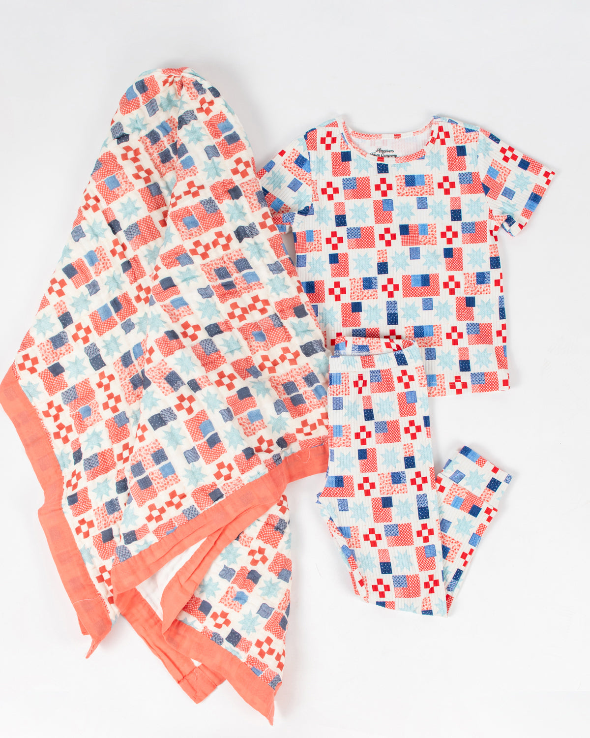 Patriotic Patchwork Cotton Kid Blanket