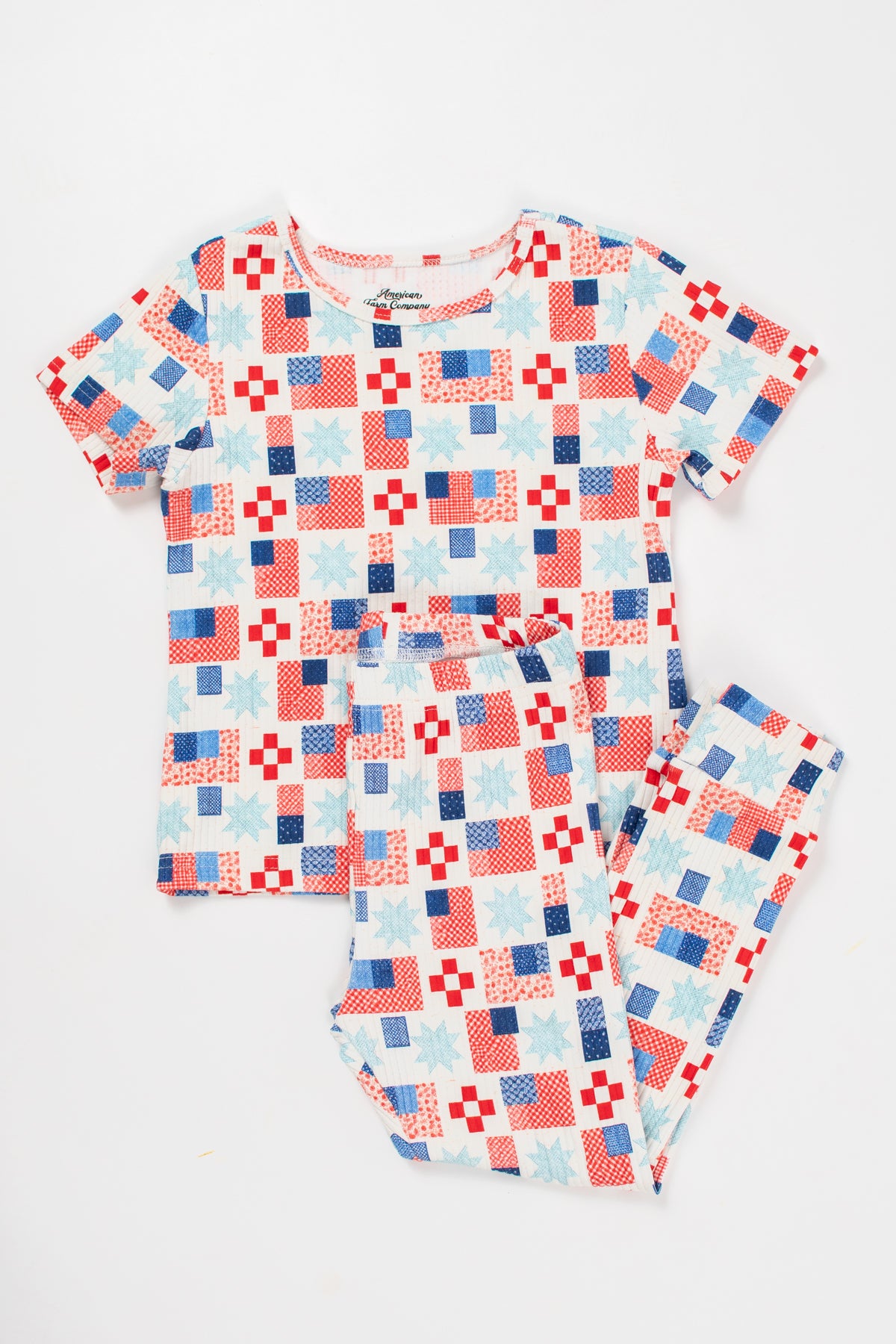 Patriotic Patchwork Toddler/Youth Ribbed Cotton Pajama Set