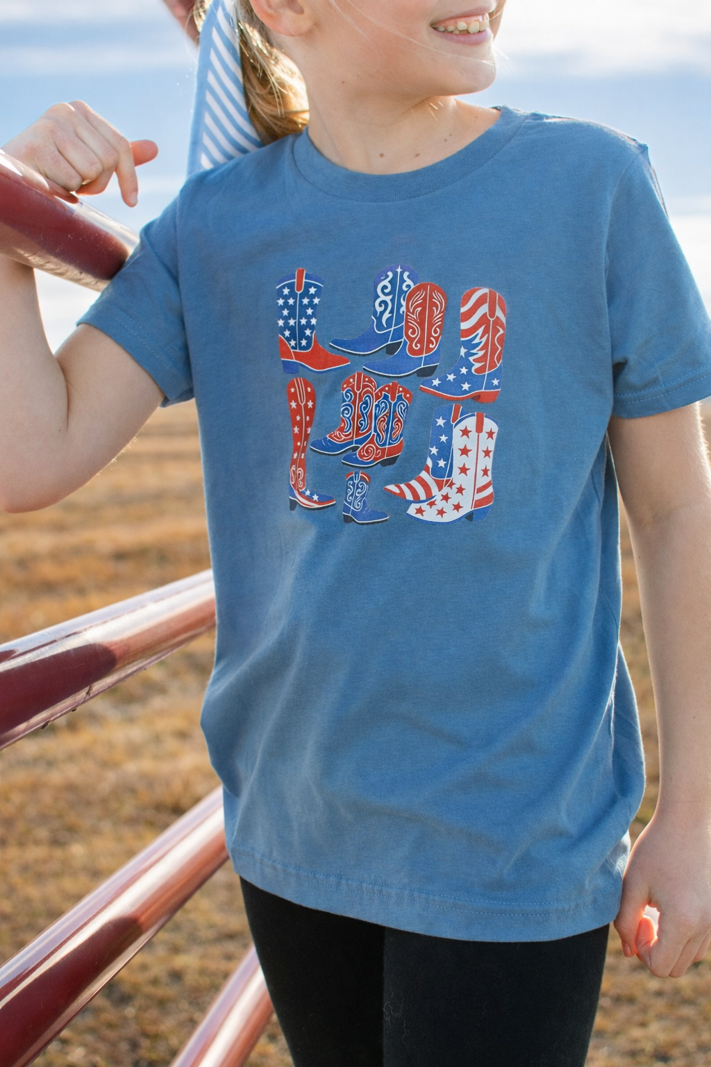 Patriotic Western Boots Blue Toddler/Youth Tee