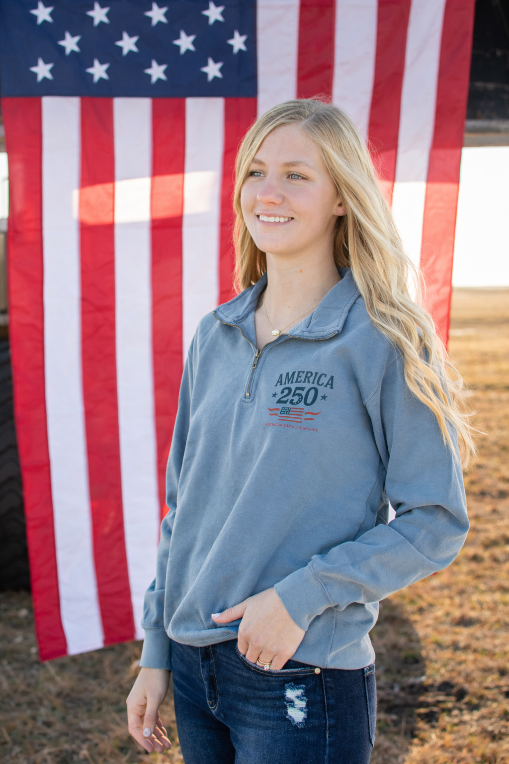 Patriotic 'America 250' Blue 1/4 Zip