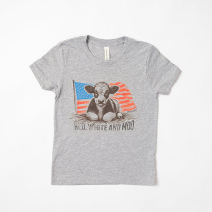 Patriotic Calf 'Red, White, & Moo' Toddler/Youth Tee