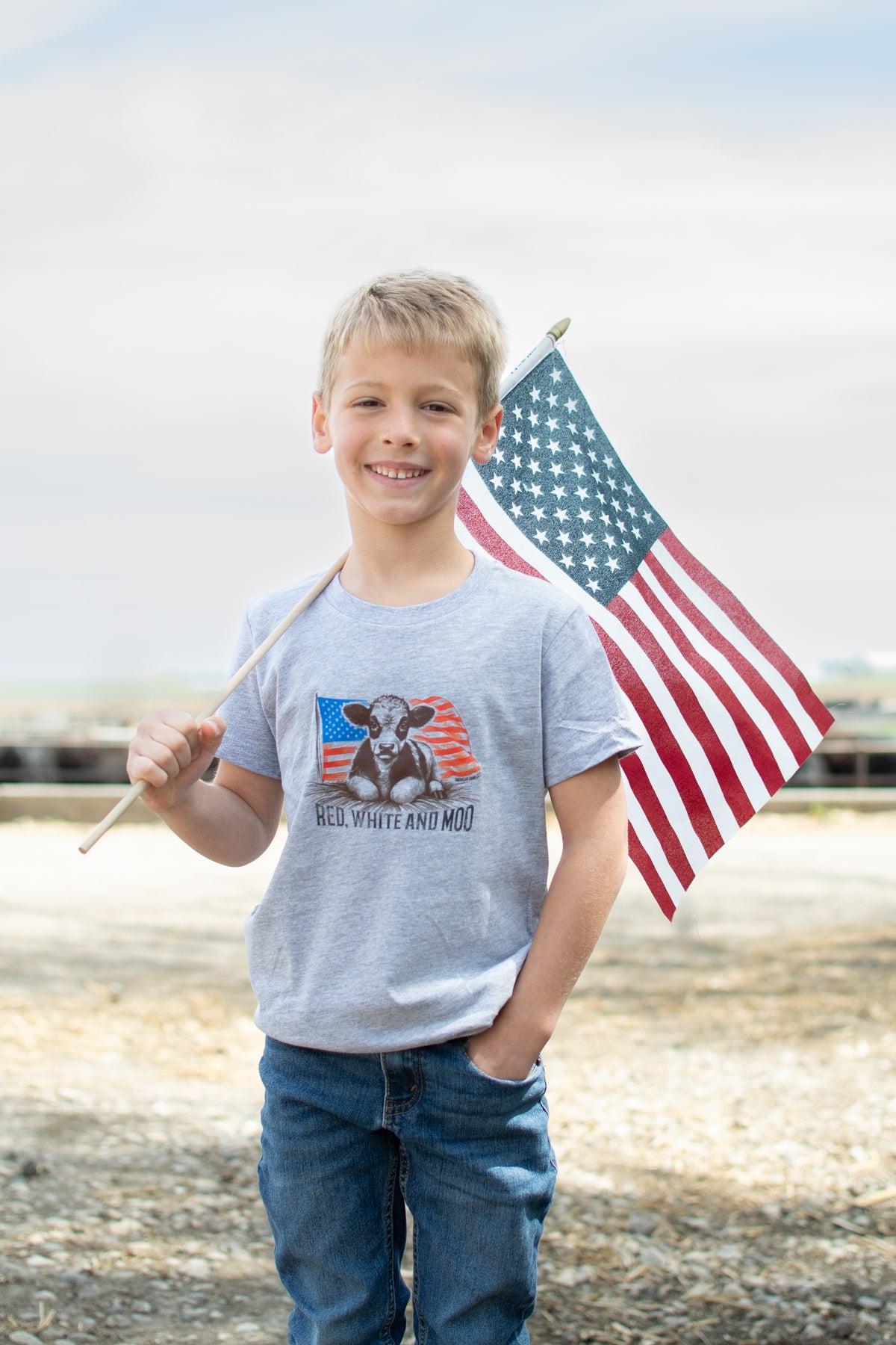 Patriotic Calf 'Red, White, & Moo' Toddler/Youth Tee