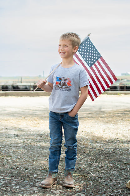 Patriotic Calf 'Red, White, & Moo' Toddler/Youth Tee