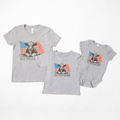 Patriotic Calf 'Red, White, & Moo' Toddler/Youth Tee