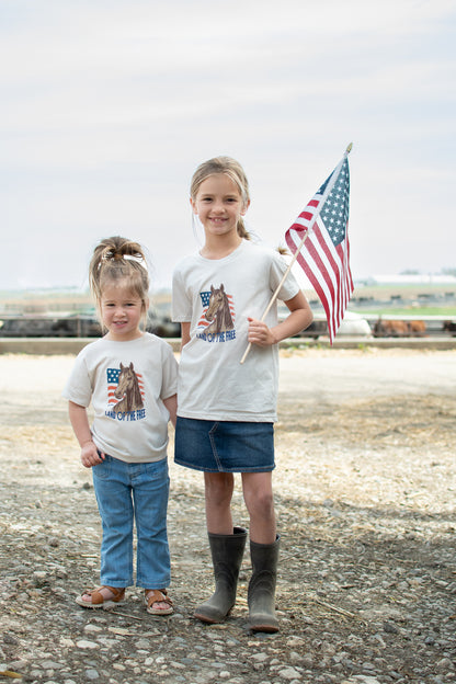 Patriotic Horse 'Land of the Free' Toddler/Youth Tee