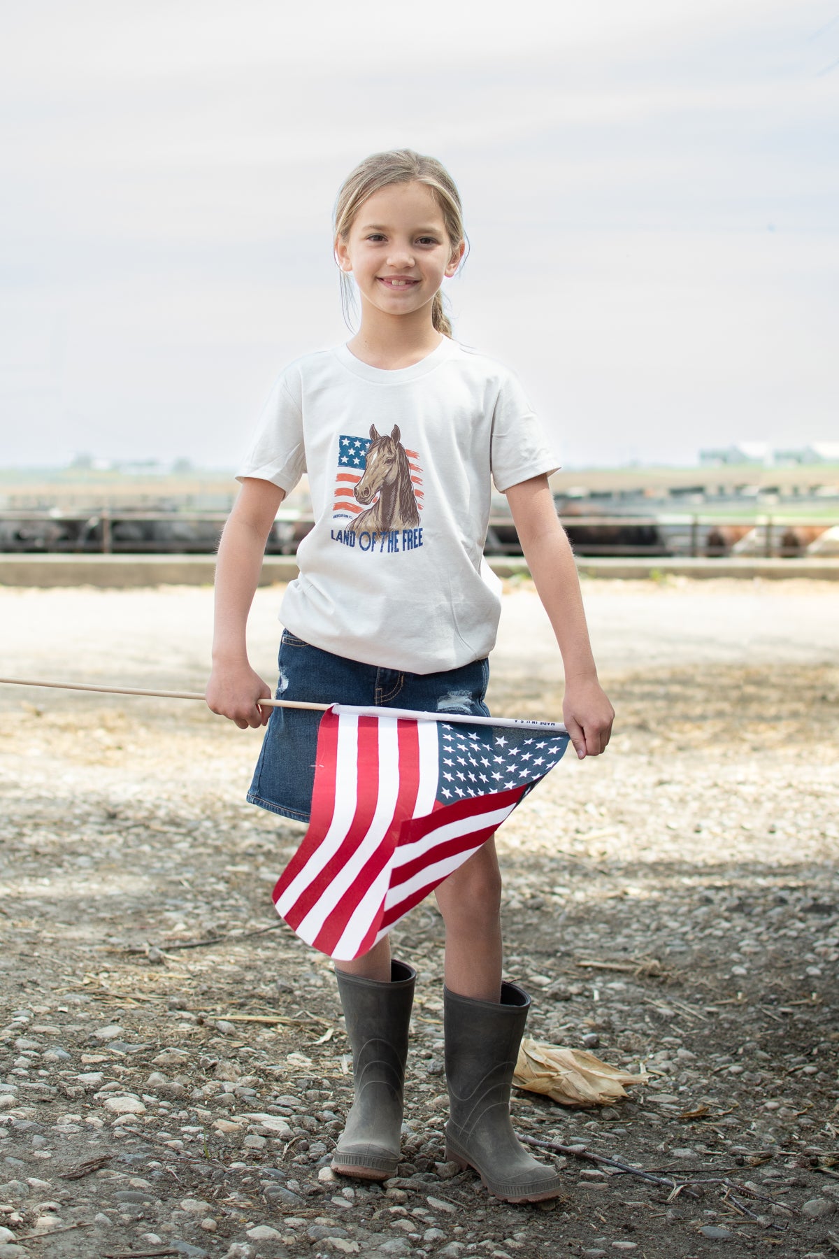 Patriotic Horse 'Land of the Free' Toddler/Youth Tee