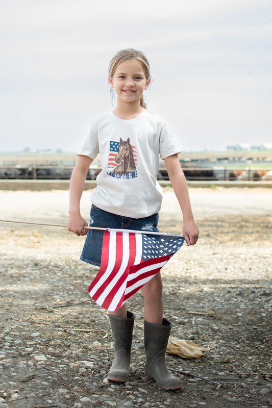 Patriotic Horse 'Land of the Free' Toddler/Youth Tee