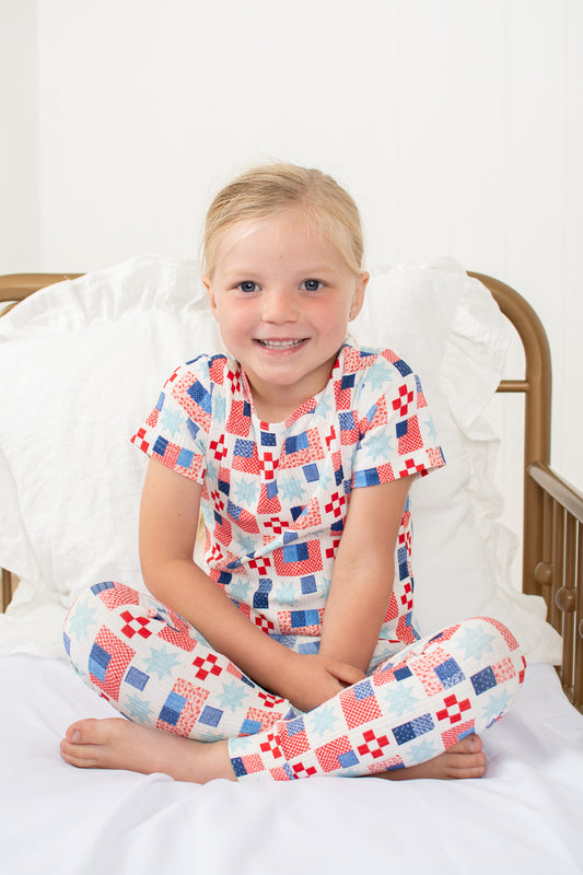 Patriotic Patchwork Toddler/Youth Ribbed Cotton Pajama Set