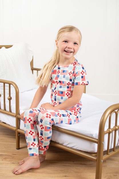 Patriotic Patchwork Toddler/Youth Ribbed Cotton Pajama Set