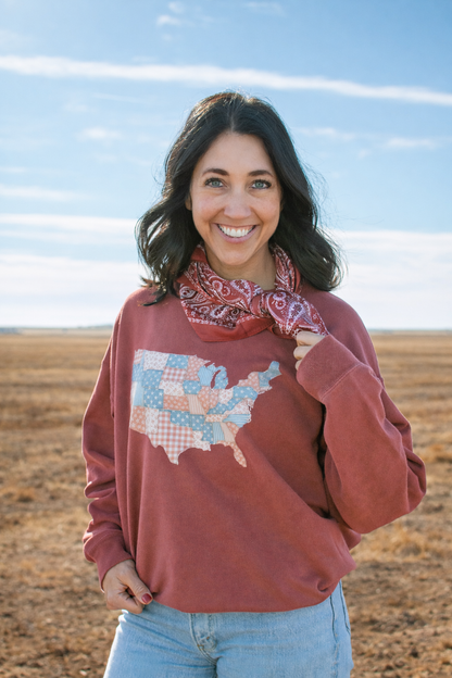 Patriotic Patchwork United States Crewneck