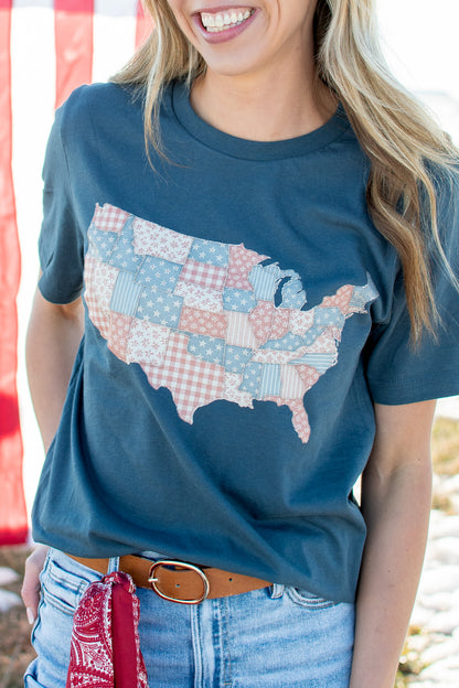 Patriotic Patchwork United States Tee