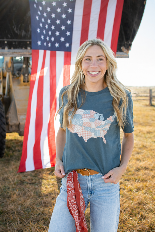 Patriotic Patchwork United States Tee