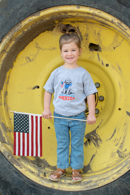 Patriotic Puppy 'God Bless America' Toddler/Youth Tee