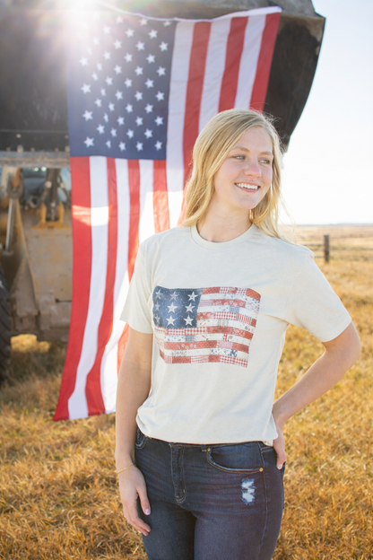 Patriotic Quilted American Flag Tee