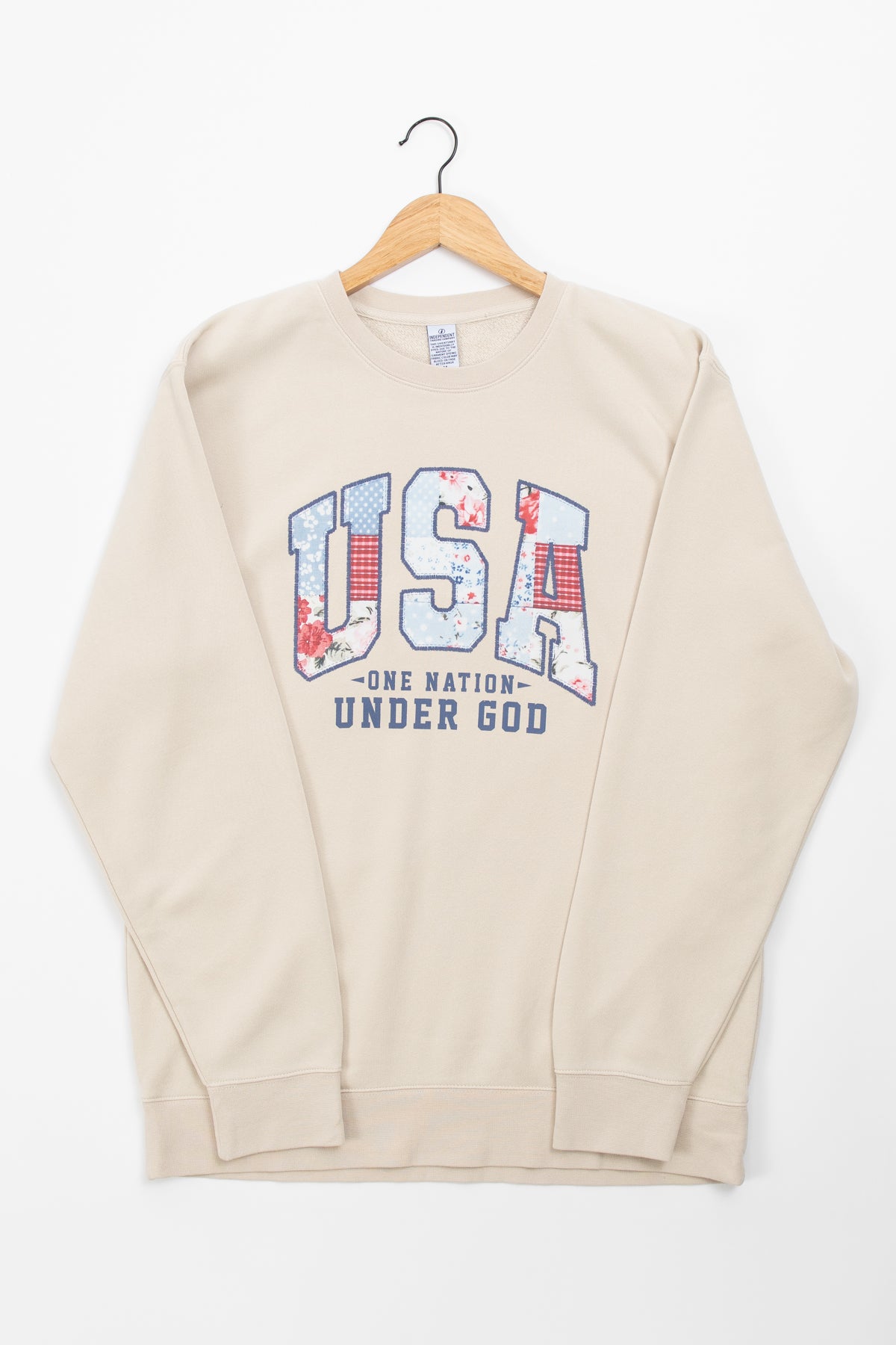 Patriotic Quilted 'USA' Crewneck