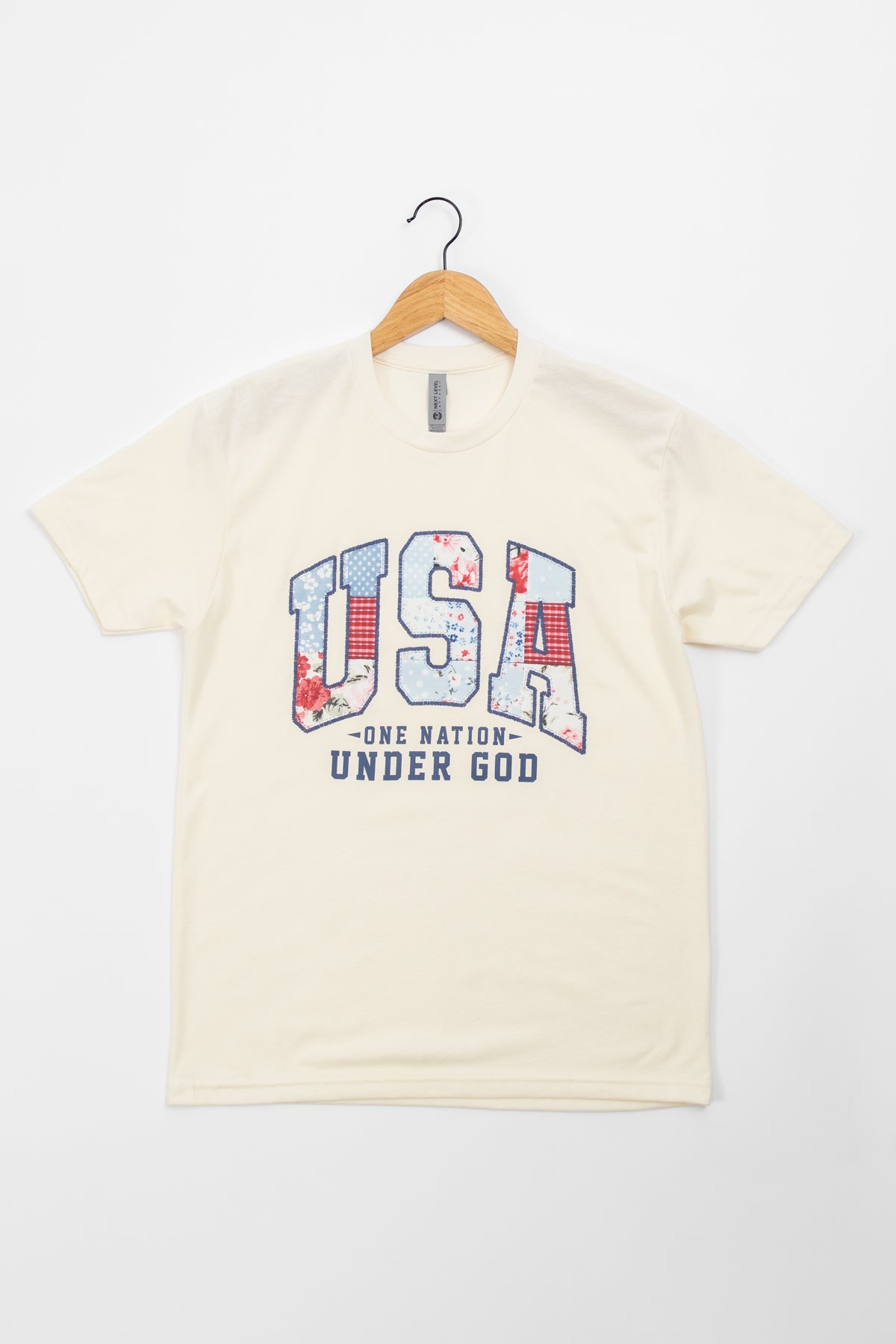 Patriotic Quilted 'USA' Ivory Tee