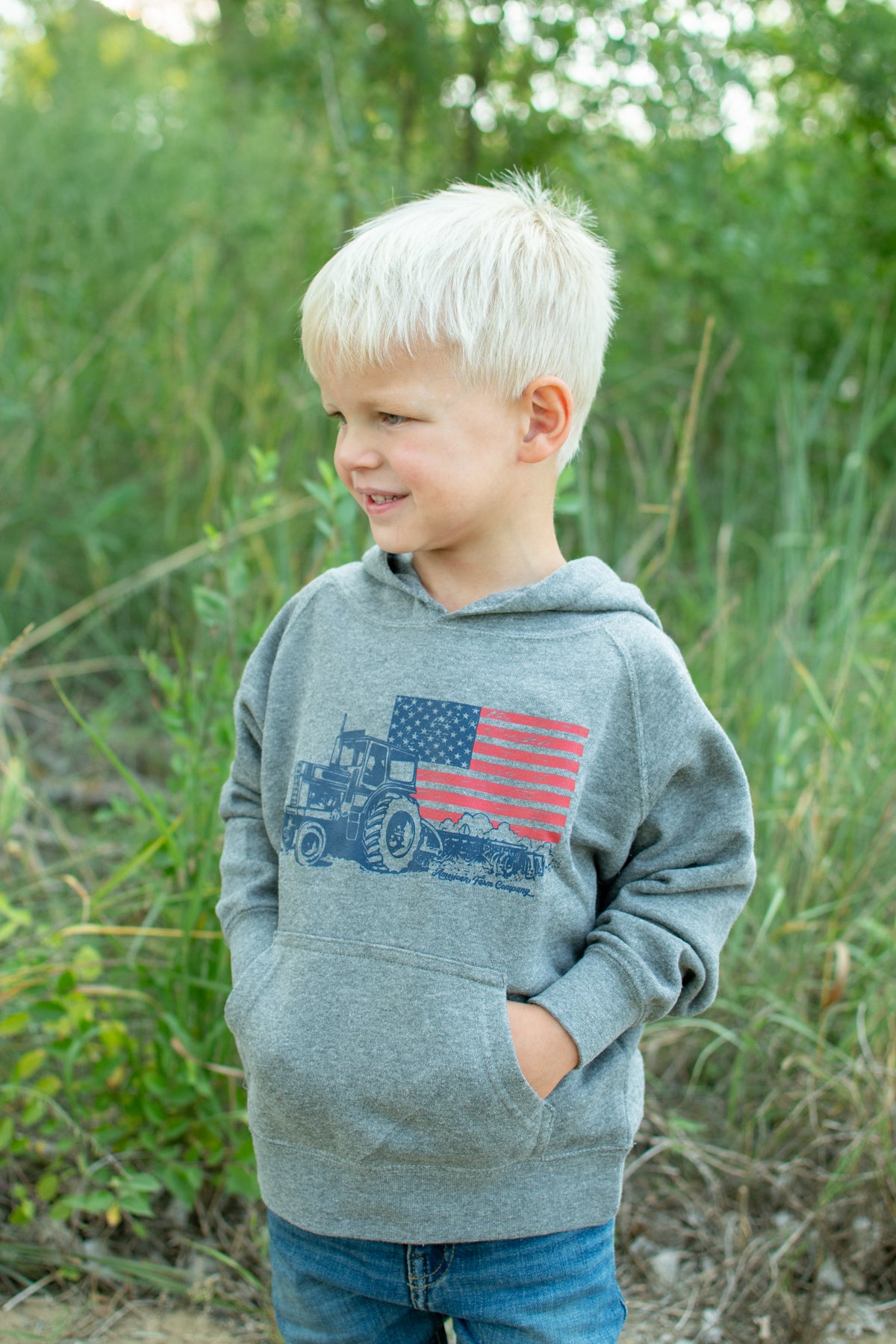 Patriotic Tractor Toddler/Youth Hoodie