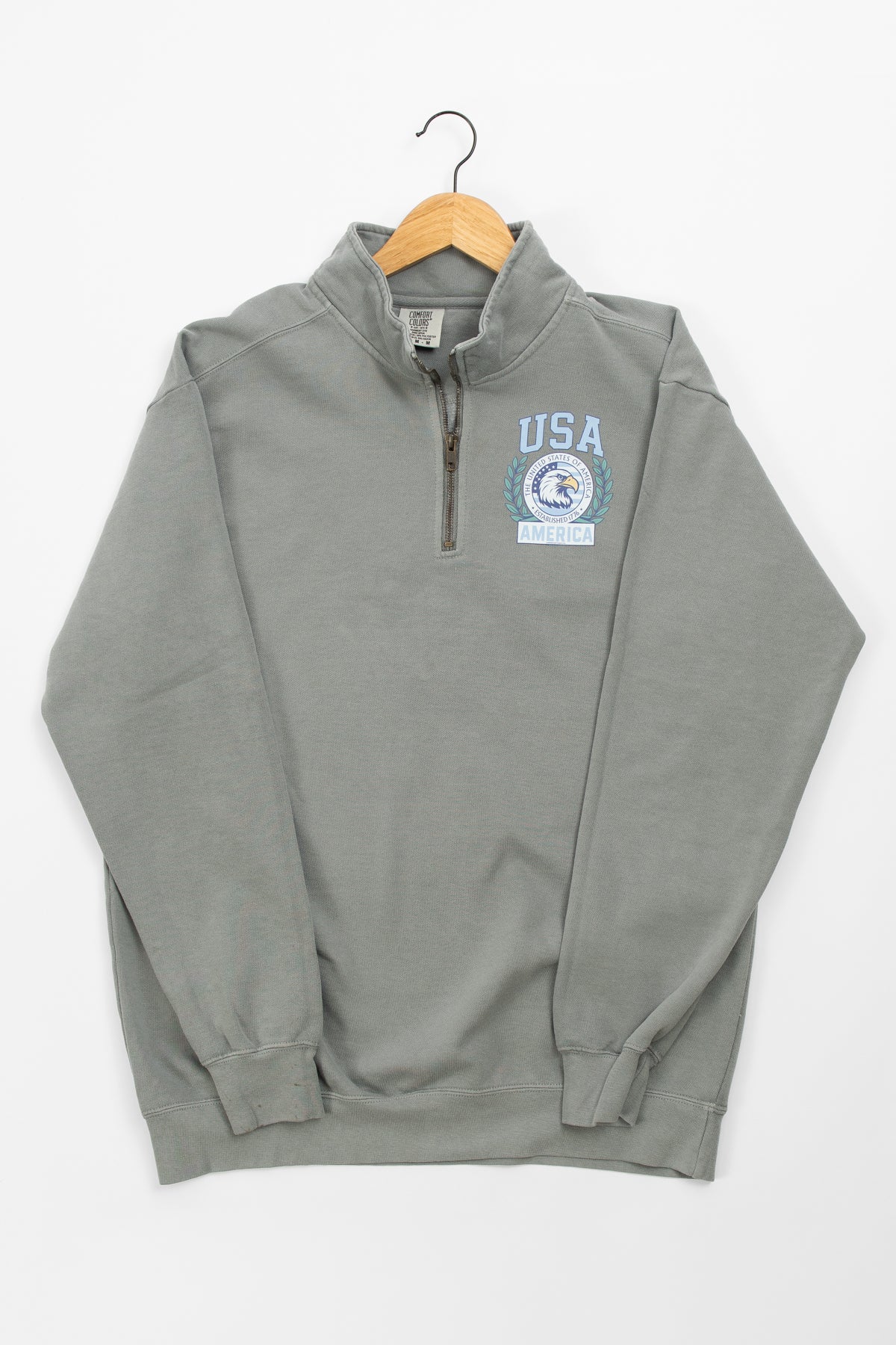 Patriotic 'USA' Blue Seal Grey 1/4 Zip