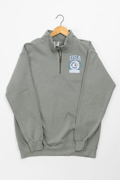 Patriotic 'USA' Blue Seal Grey 1/4 Zip