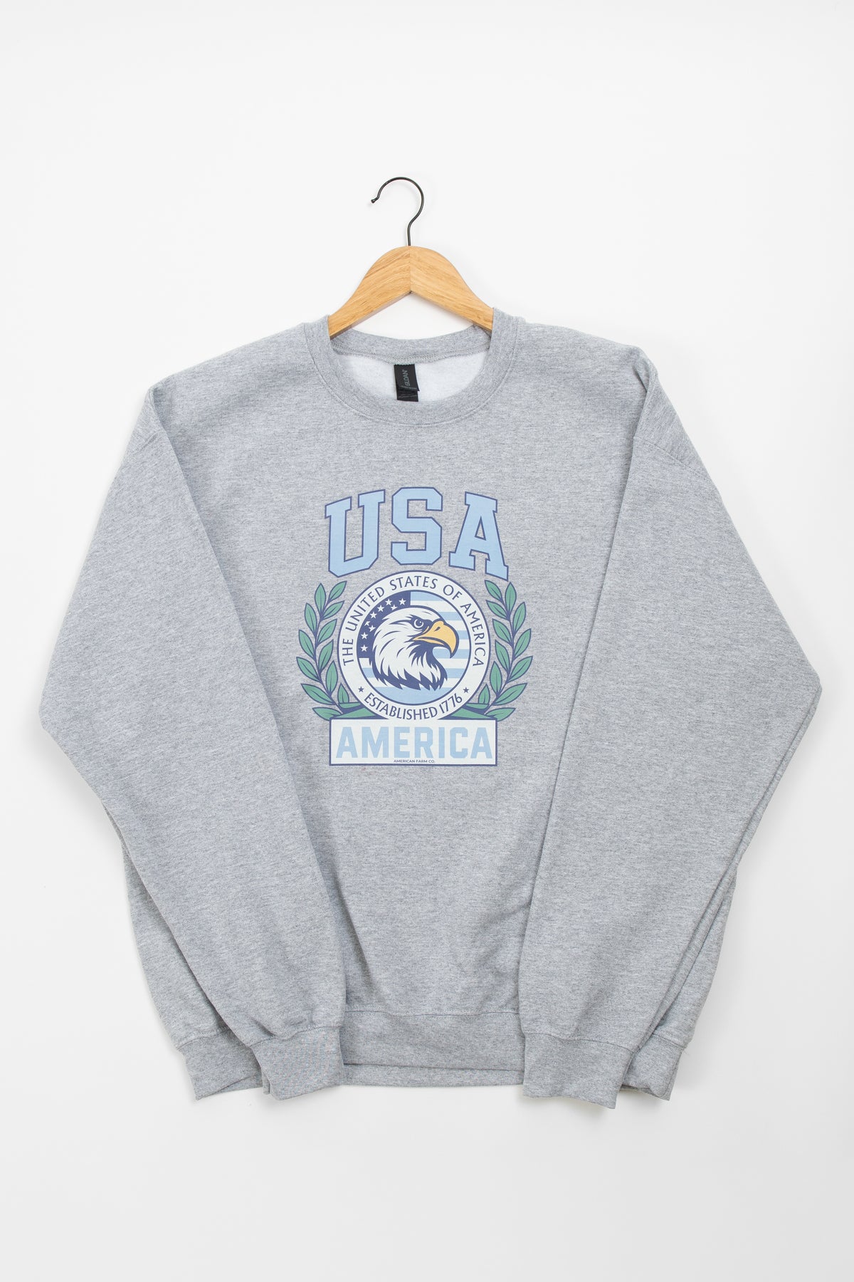 Patriotic 'USA' Blue Seal Grey Crewneck