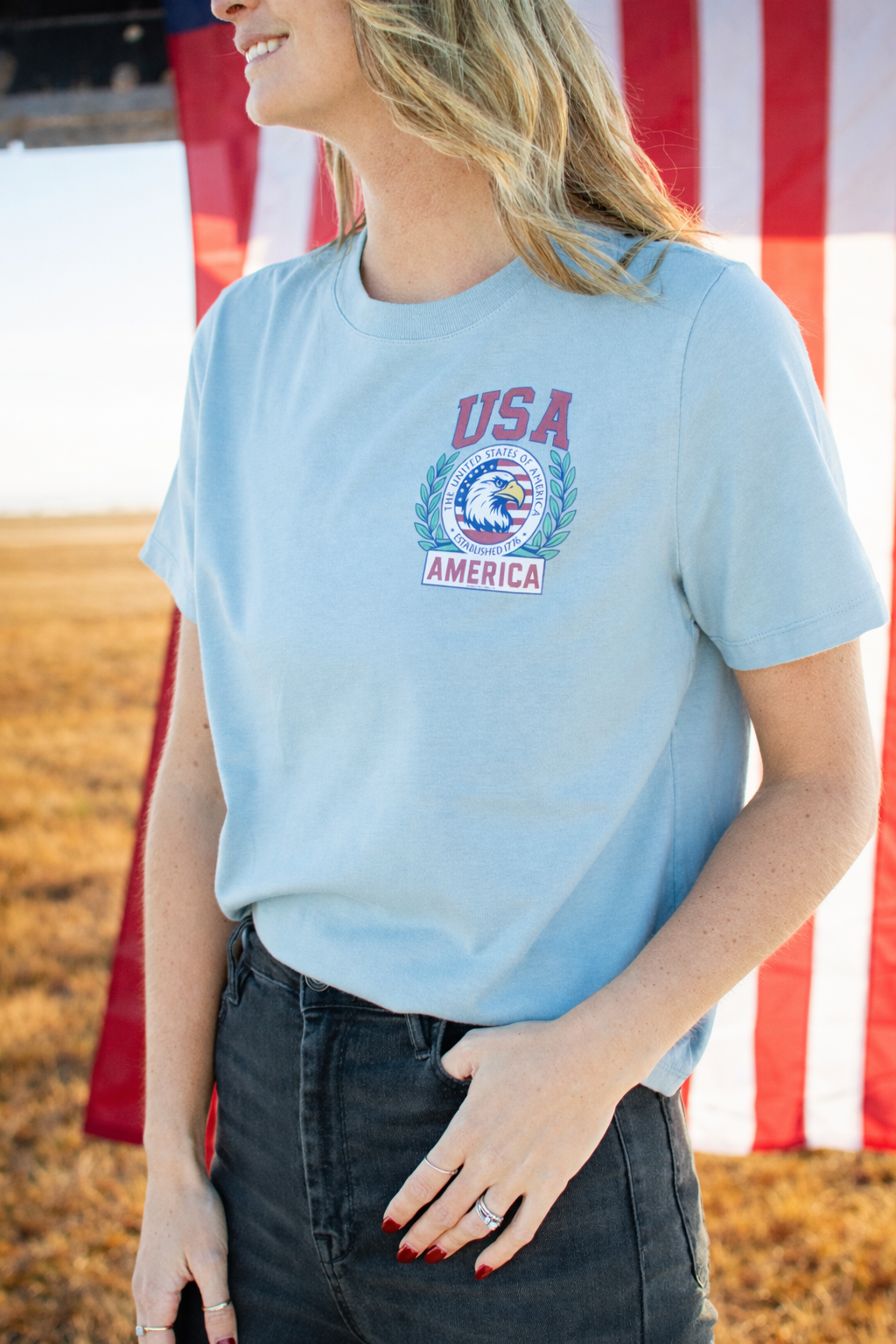 Patriotic 'USA' Red Seal Boxy Tee