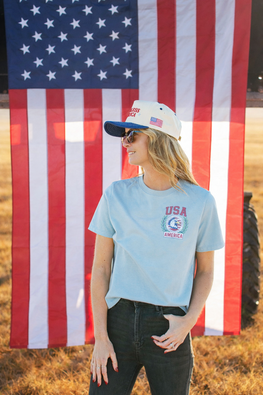 Patriotic 'USA' Red Seal Boxy Tee