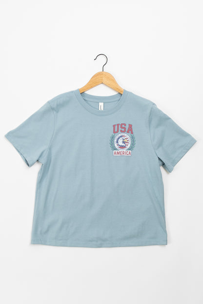 Patriotic 'USA' Red Seal Boxy Tee