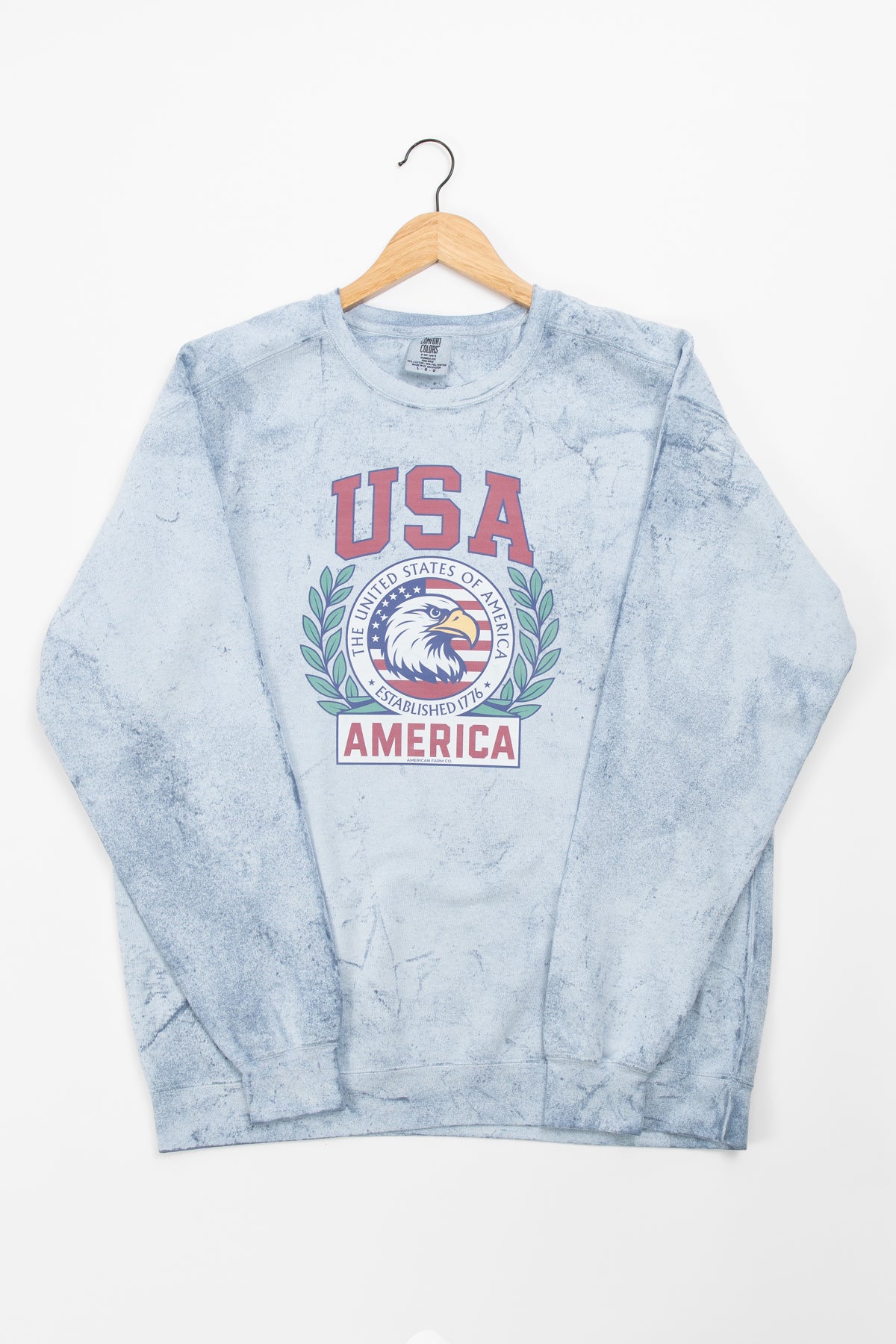 Patriotic 'USA' Red Seal Colorblast Crewneck