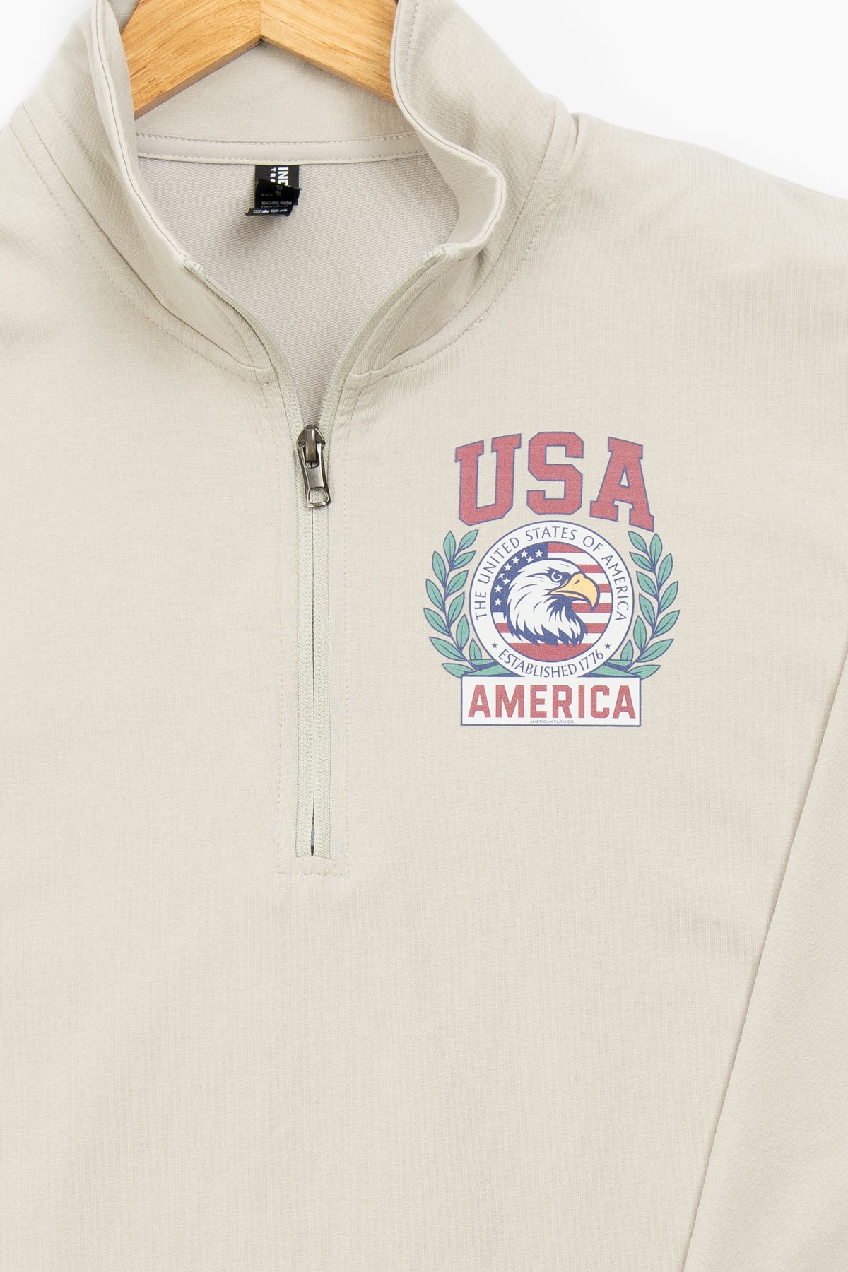 Patriotic 'USA' Red Seal Performance 1/4 Zip Pullover - Smoke