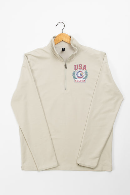 Patriotic 'USA' Red Seal Performance 1/4 Zip Pullover - Smoke