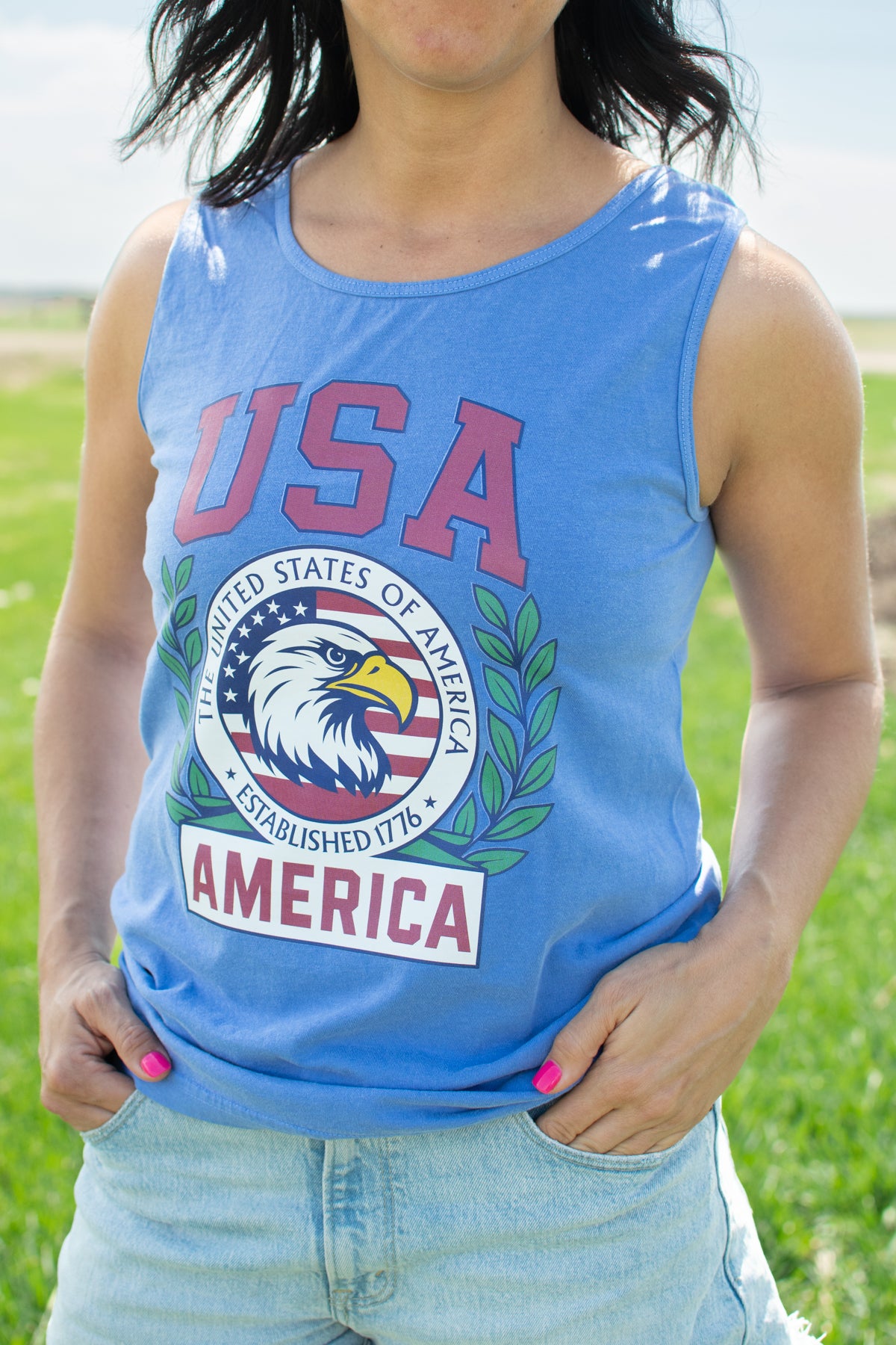 Patriotic 'USA' Red Seal Tank Top