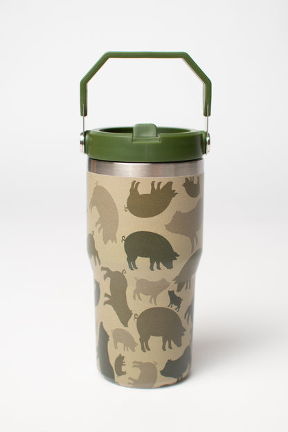 Pig Camo 20oz Kids Bucket Handle Tumbler