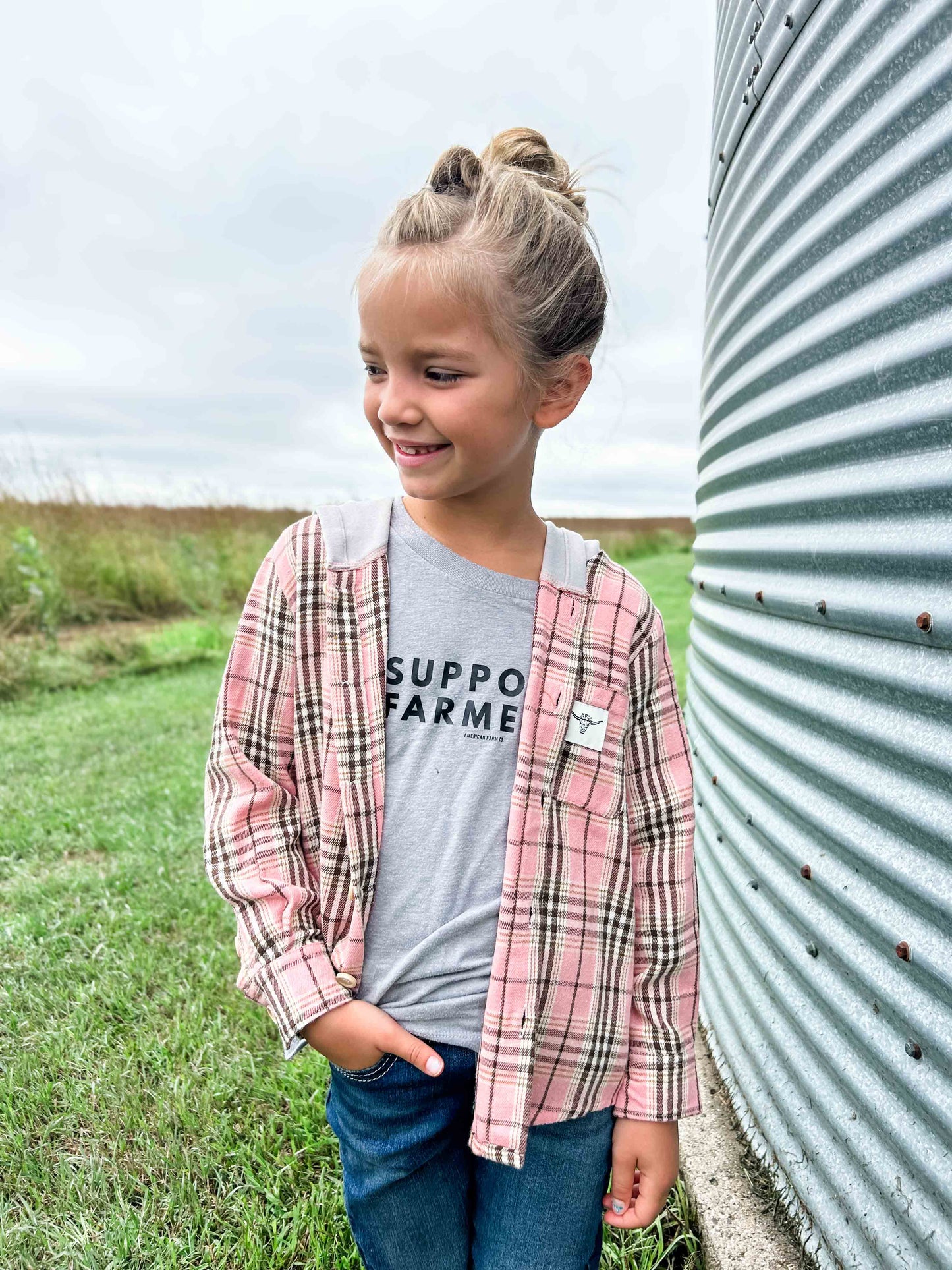 Pink Plaid Hooded Flannel Shirt - Baby/Youth - American Farm Company