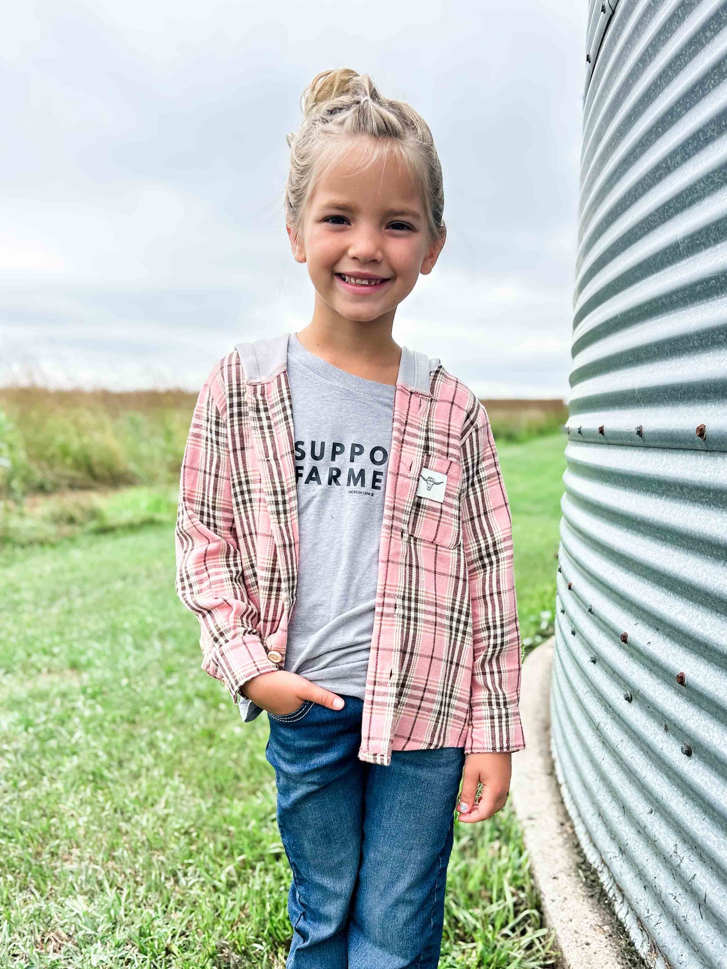 Pink Plaid Hooded Flannel Shirt - Baby/Youth - American Farm Company