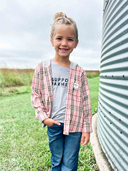 Pink Plaid Hooded Flannel Shirt - Baby/Youth - American Farm Company