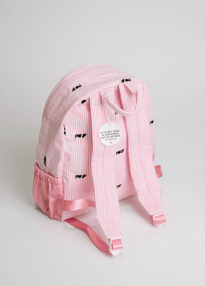 Pink Stripe Embroidered Backpack