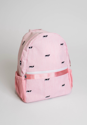 Pink Stripe Embroidered Backpack