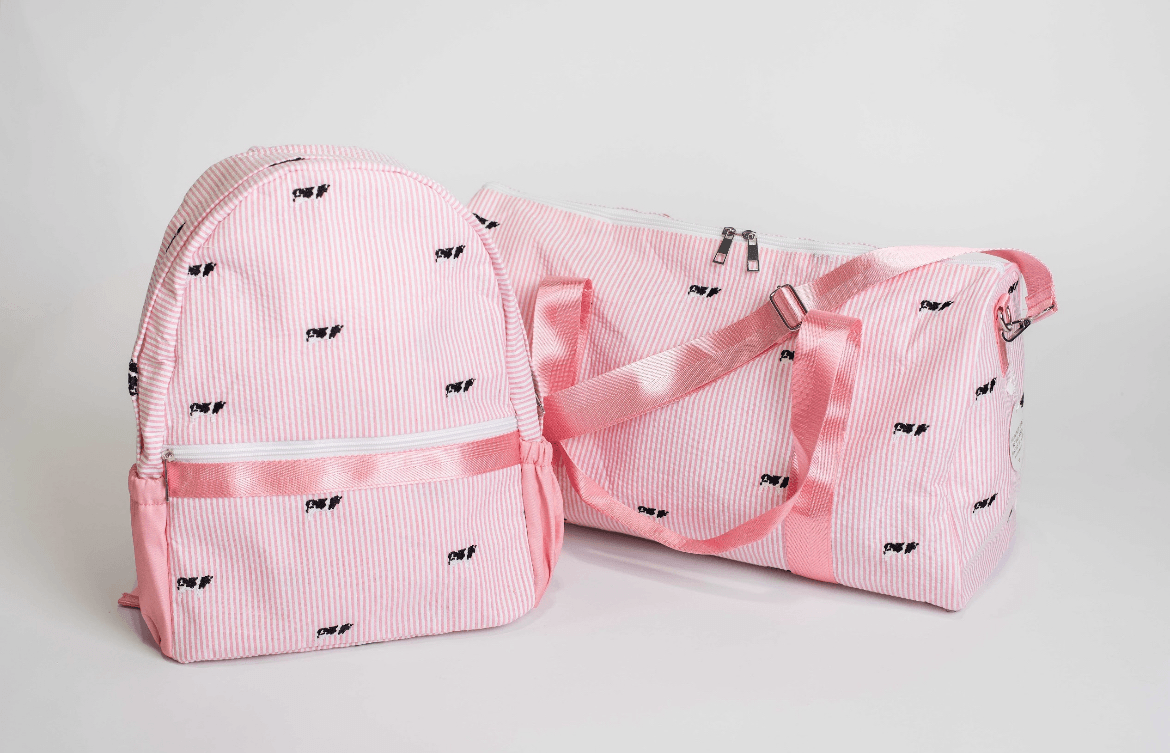 Pink Stripe Embroidered Duffle Bag - American Farm Company