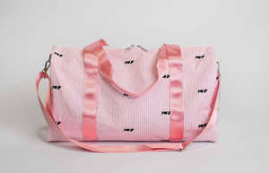 Pink Stripe Embroidered Duffle Bag