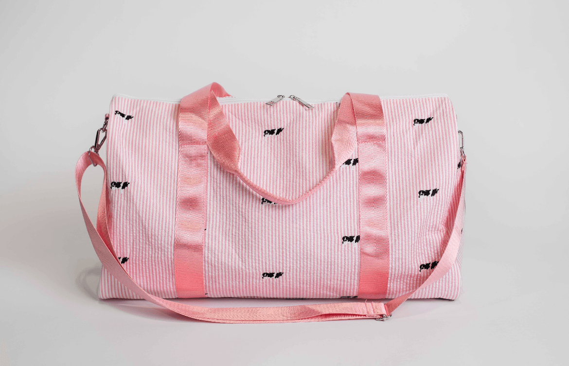 Pink Stripe Embroidered Duffle Bag - American Farm Company