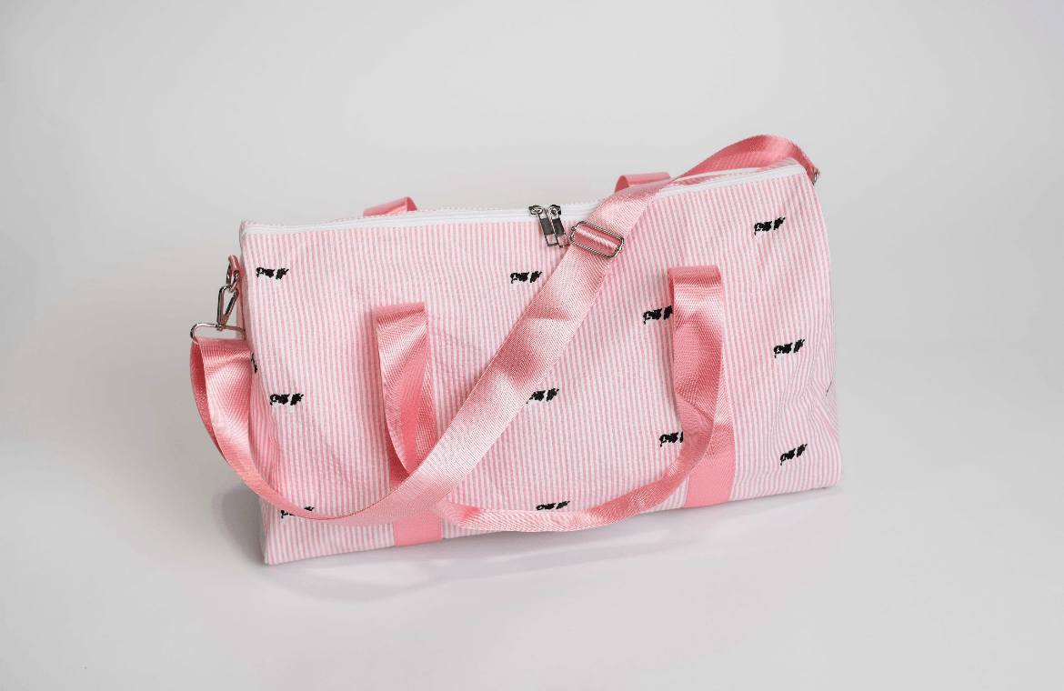 Pink Stripe Embroidered Duffle Bag - American Farm Company