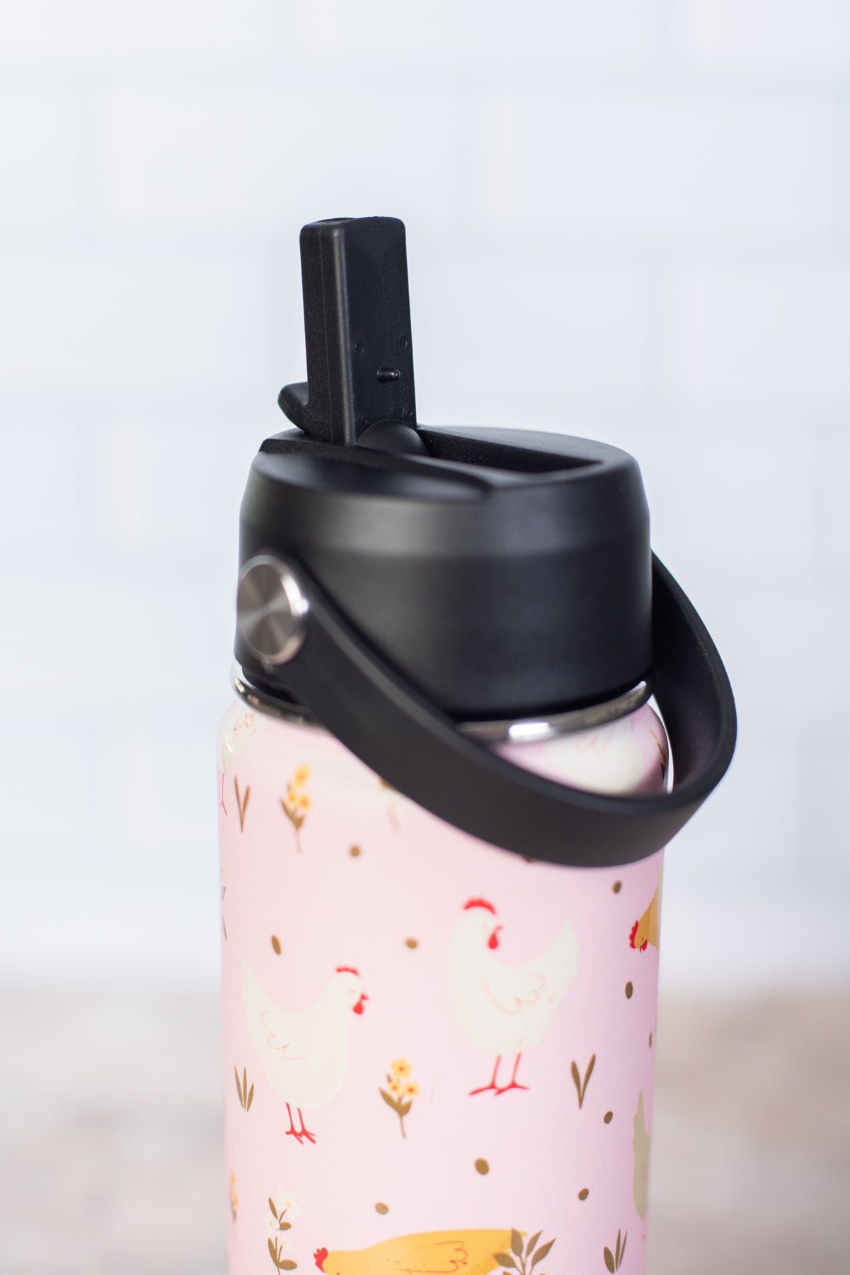 Pink Cottage Chicken 22oz Water Bottle
