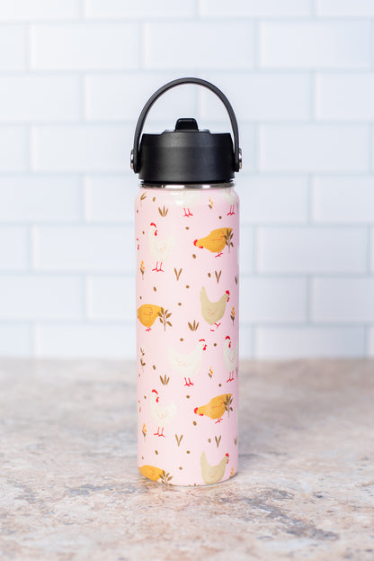 Pink Cottage Chicken 22oz Water Bottle