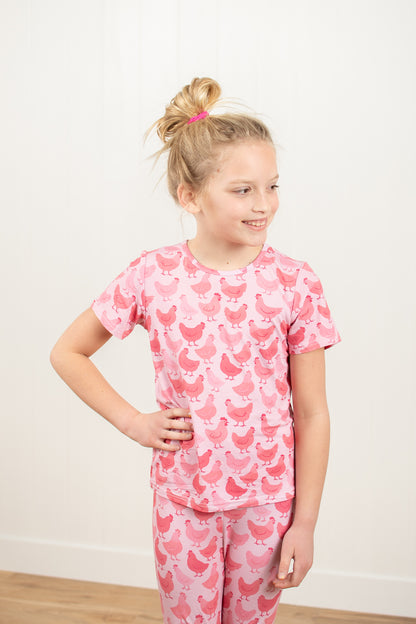 Pink Chicken Toddler/Youth Bamboo Pajama Set