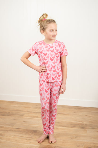 Pink Chicken Toddler/Youth Bamboo Pajama Set