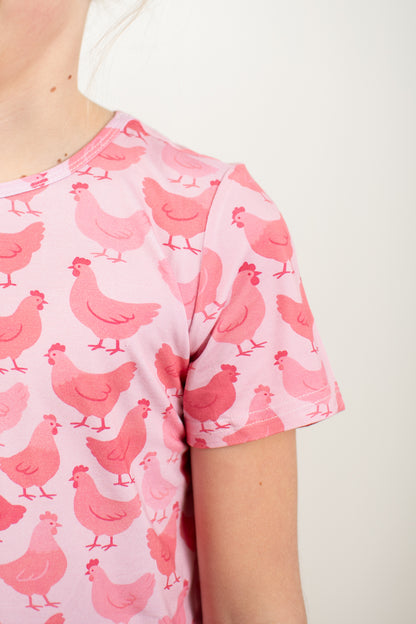 Pink Chicken Toddler/Youth Bamboo Pajama Set