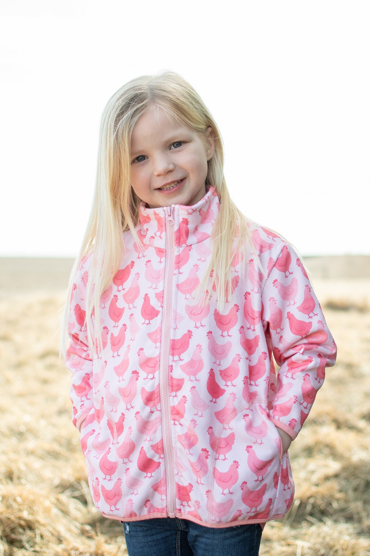 Pink Chicken Zip-Up Toddler/Youth Jacket