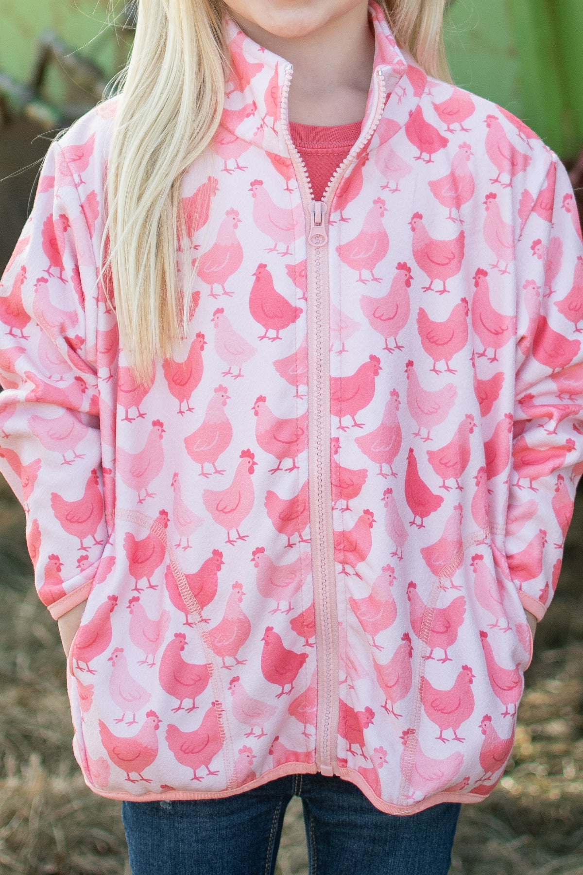 Pink Chicken Zip-Up Toddler/Youth Jacket